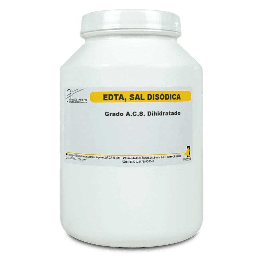 SAL QUÍMICA EDTA SAL DISÓDICA ACS DIHIDRATADO CRISTALES 100 G GOLDEN BELL 26400 CAS 6381-92-6 - Mercalab