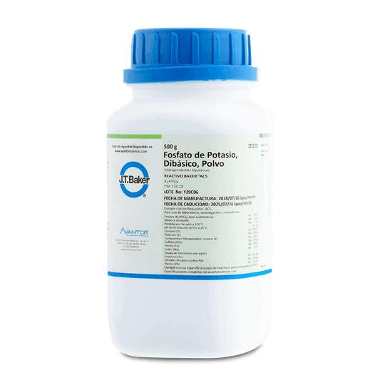 SAL QUÍMICA FOSFATO DE POTASIO ACS DIBÁSICO POLVO 500 G J.T. BAKER 3252-01 CAS 7758-11-4 - Mercalab