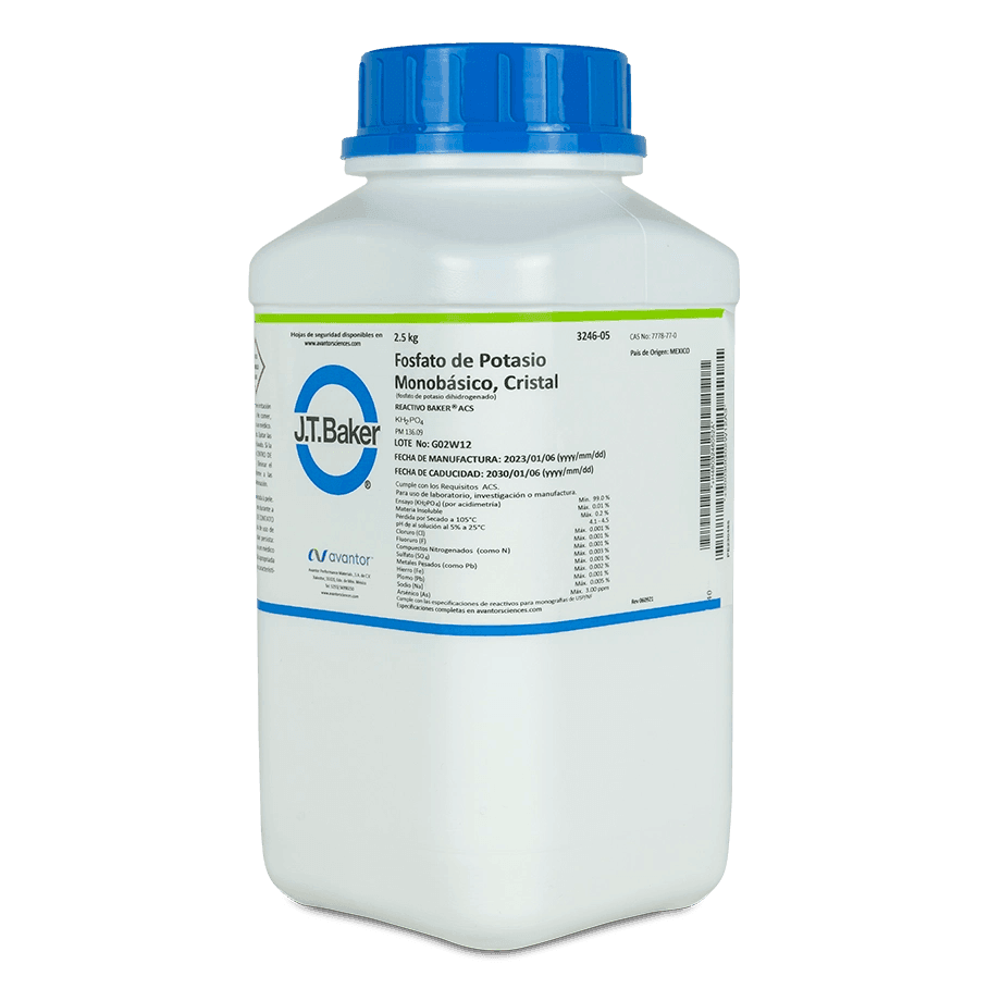 SAL QUÍMICA FOSFATO DE POTASIO ACS MONOBÁSICO CRISTALES J.T. BAKER 3246 CAS 7778-77-0 - Mercalab