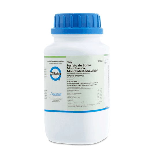 SAL QUÍMICA FOSFATO DE SODIO ACS MONOBÁSICO MONOHIDRATADO CRISTALES 500 G J.T. BAKER 3818-01 CAS 10049-21-5 - Mercalab