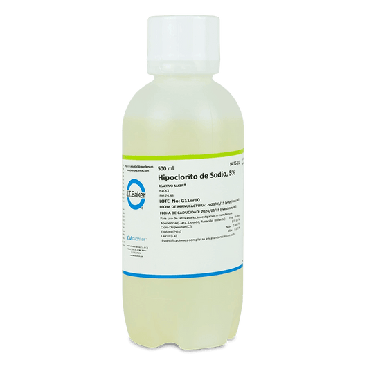SAL QUÍMICA HIPOCLORITO DE SODIO AL 5 % ACS 500 ML J.T. BAKER 9416-01 CAS 7681-52-9 - Mercalab