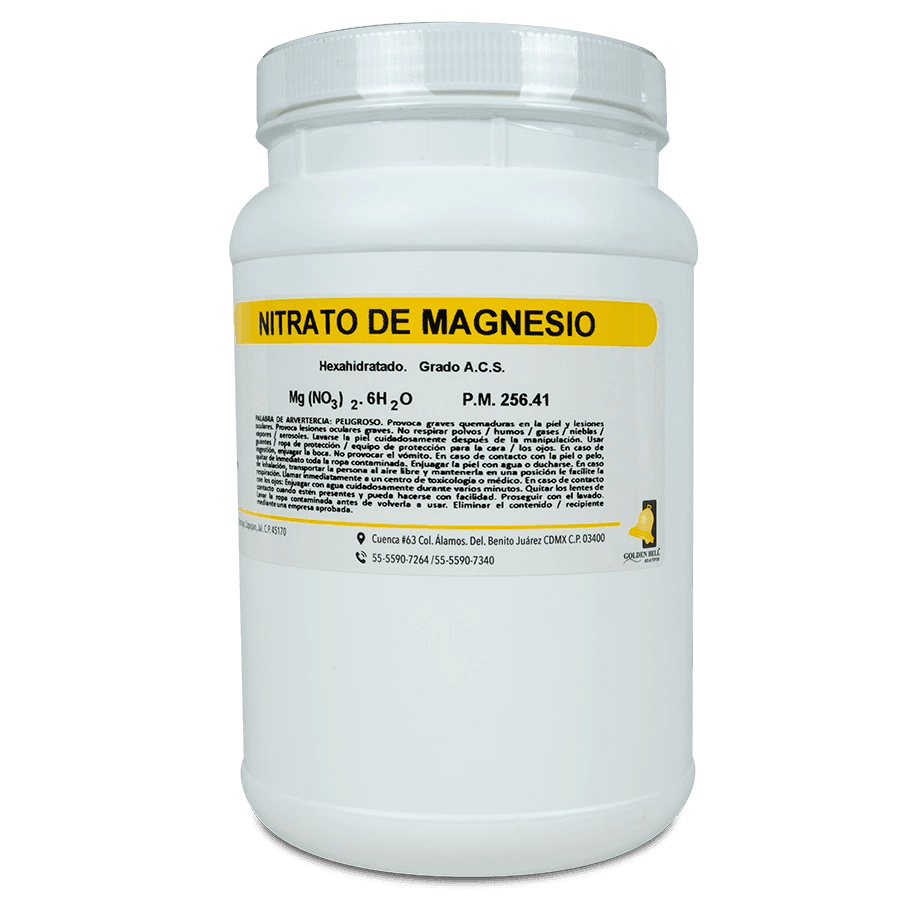 SAL QUÍMICA NITRATO DE MAGNESIO ACS HEXAHIDRATADO CRISTALES GOLDEN BELL 26905 CAS 13446-18-9 - Mercalab