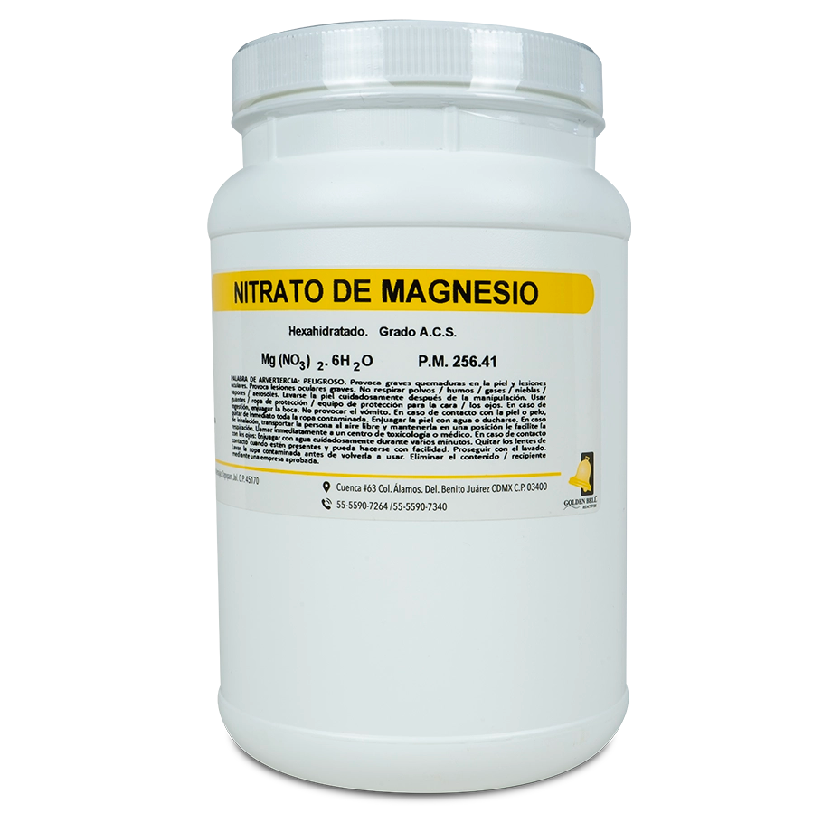 SAL QUÍMICA NITRATO DE MAGNESIO ACS HEXAHIDRATADO CRISTALES GOLDEN BELL 26905 CAS 13446-18-9