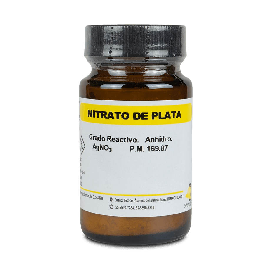 SAL QUÍMICA NITRATO DE PLATA ACS ANHIDRO CRISTALES GOLDEN BELL 26900 CAS 7761-88-8 - Mercalab