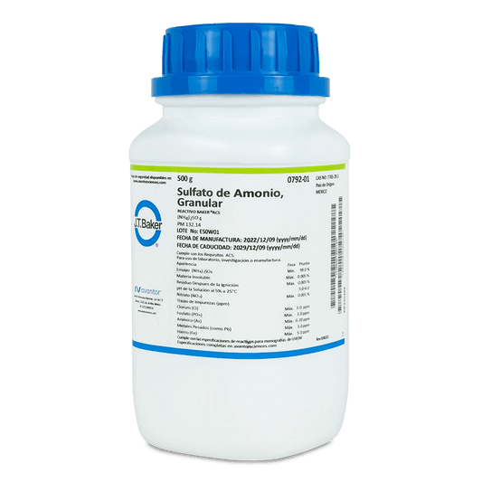 SAL QUÍMICA SULFATO DE AMONIO ACS GRANULADO 500 G J.T. BAKER 0792-01 CAS 7783-20-2 - Mercalab