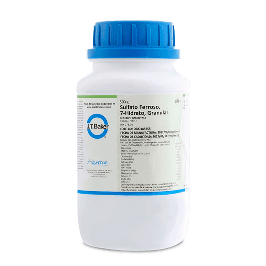 SAL QUÍMICA SULFATO FERROSO ACS HEPTAHIDRATADO GRANULADO 500 G J.T. BAKER 2070-01 CAS 7782-63-0 - Mercalab