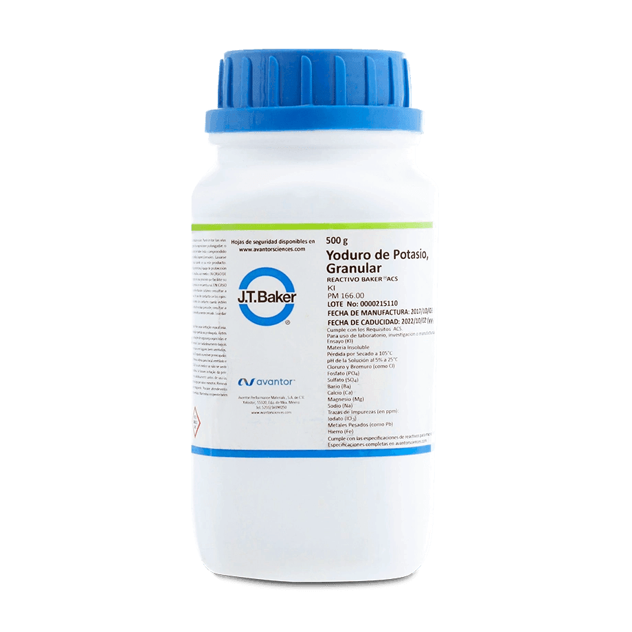 SAL QUÍMICA YODURO DE POTASIO ACS GRANULADO 500 G J.T. BAKER 3162-01 CAS 7681-11-0 - Mercalab