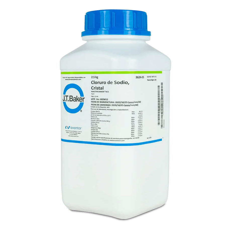 SAL QUÍMICA CLORURO DE SODIO ACS J.T. BAKER 3624 CAS 7647-14-5 - Mercalab