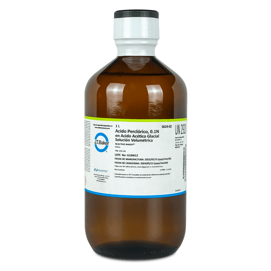 SOLUCIÓN VALORADA DE ÁCIDO PERCLÓRICO 0.1 N EN ACÉTICO GLACIAL 1 L J.T. BAKER 5624-02 CAS 7601-90-3 - Mercalab