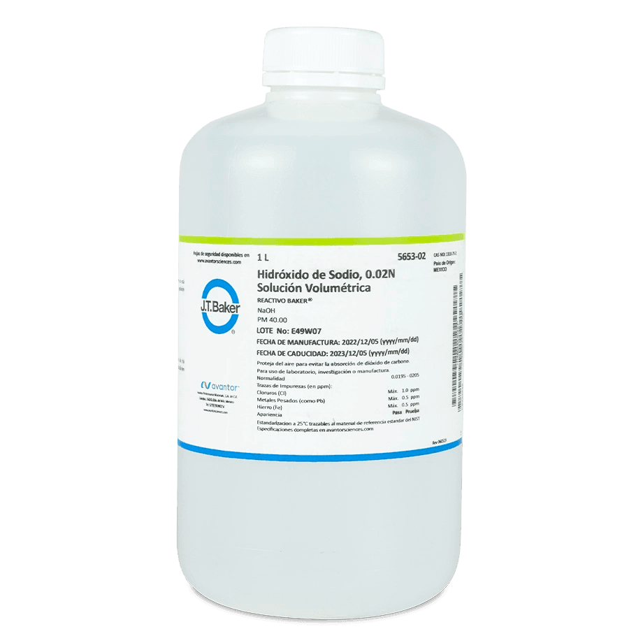 SOLUCIÓN VALORADA HIDRÓXIDO DE SODIO 0.02 N 1 L J.T. BAKER 5653-02 CAS 1310-73-2 - Mercalab