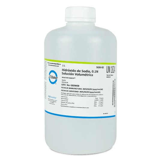 SOLUCIÓN VALORADA HIDRÓXIDO DE SODIO 0.1 N 1 L J.T. BAKER 5636-02 CAS 1310-73-2 - Mercalab