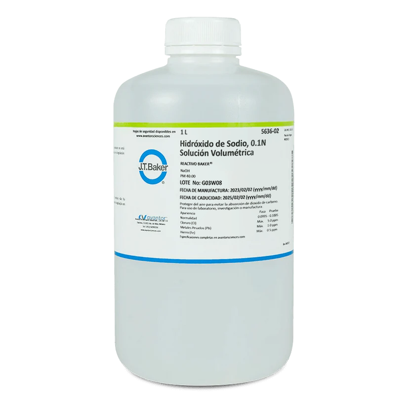 SOLUCIÓN VALORADA HIDRÓXIDO DE SODIO 0.1 N 1 L J.T. BAKER 5636-02 CAS 1310-73-2