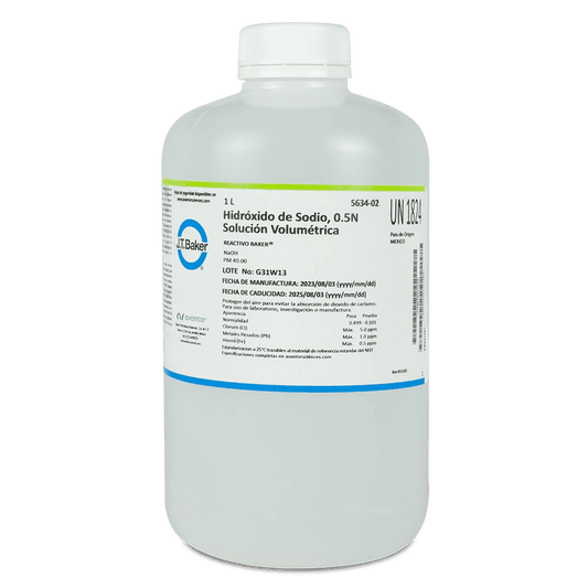 SOLUCIÓN VALORADA HIDRÓXIDO DE SODIO 0.5 N 1 L J.T. BAKER 5634-02 CAS 1310-73-2 - Mercalab