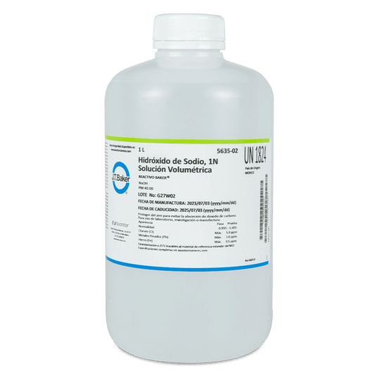 SOLUCIÓN VALORADA HIDRÓXIDO DE SODIO 1.0 N 1 L J.T. BAKER 5635-02 CAS 1310-73-2 - Mercalab