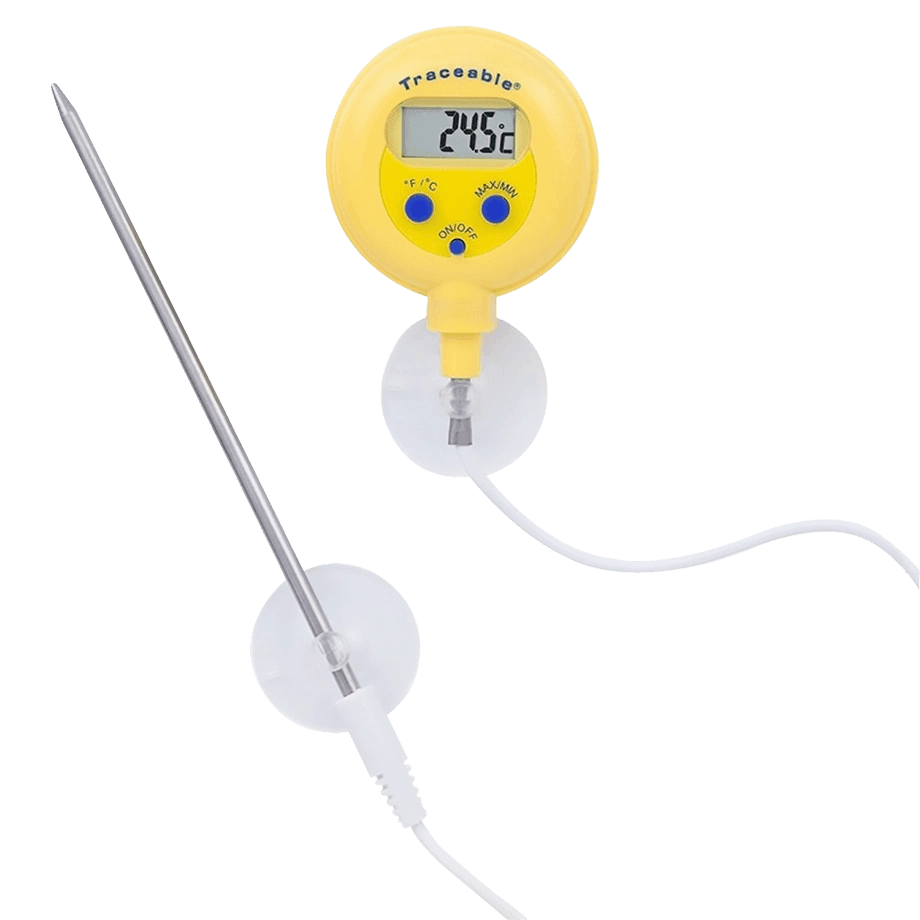 TERMÓMETRO DIGITAL CON SONDA MÉTALICA DE -50 A 300 °C RESISTENTE AL AGUA CON CERTIFICADO TRAZABLE A NIST TRACEABLE CC4039 LARGO SONDA 12 CM/CABLE 3 M - Mercalab