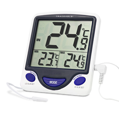 TERMÓMETRO DIGITAL DE -50 A 70 °C CON SONDA PLÁSTICA DE 3 METROS Y CERTIFICADO TRAZABLE A NIST TRACEABLE CC4148 LCD JUMBO 3 LÍNEAS IDEAL PARA MONITOREO DE SISTEMAS DE REFRIGERACIÓN Y CONGELACIÓN