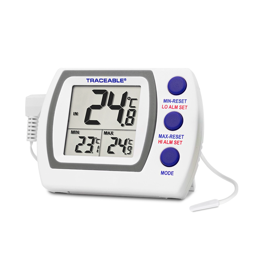 TERMÓMETRO DIGITAL DE -50 A 70 °C CON SONDA PLÁSTICA DE 3 METROS Y CERTIFICADO TRAZABLE A NIST TRACEABLE CC4727 LCD 3 LÍNEAS IDEAL PARA MONITOREO DE SISTEMAS DE REFRIGERACIÓN Y CONGELACIÓN