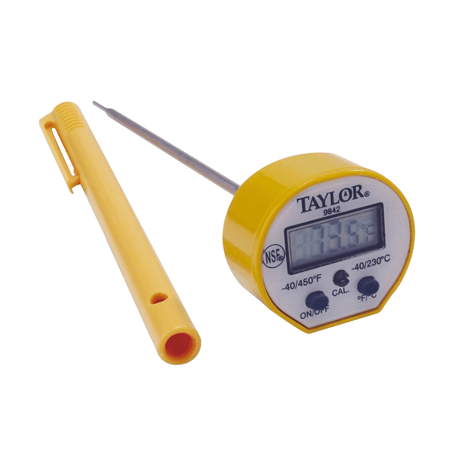 TERMÓMETRO DIGITAL DE VÁSTAGO BIMETÁLICO TAYLOR 9842 A PRUEBA DE AGUA Y RECUBRIMIENTO ANTIMICROBIOS - Mercalab