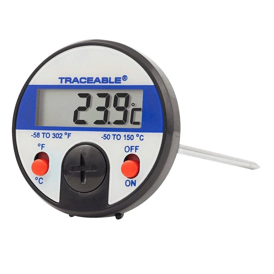 TERMÓMETRO DIGITAL DE VÁSTAGO BIMETÁLICO CERTIFICADO TRAZABLE A NIST TRACEABLE CC4049 RESISTENTE A PRODUCTOS QUÍMICOS - Mercalab