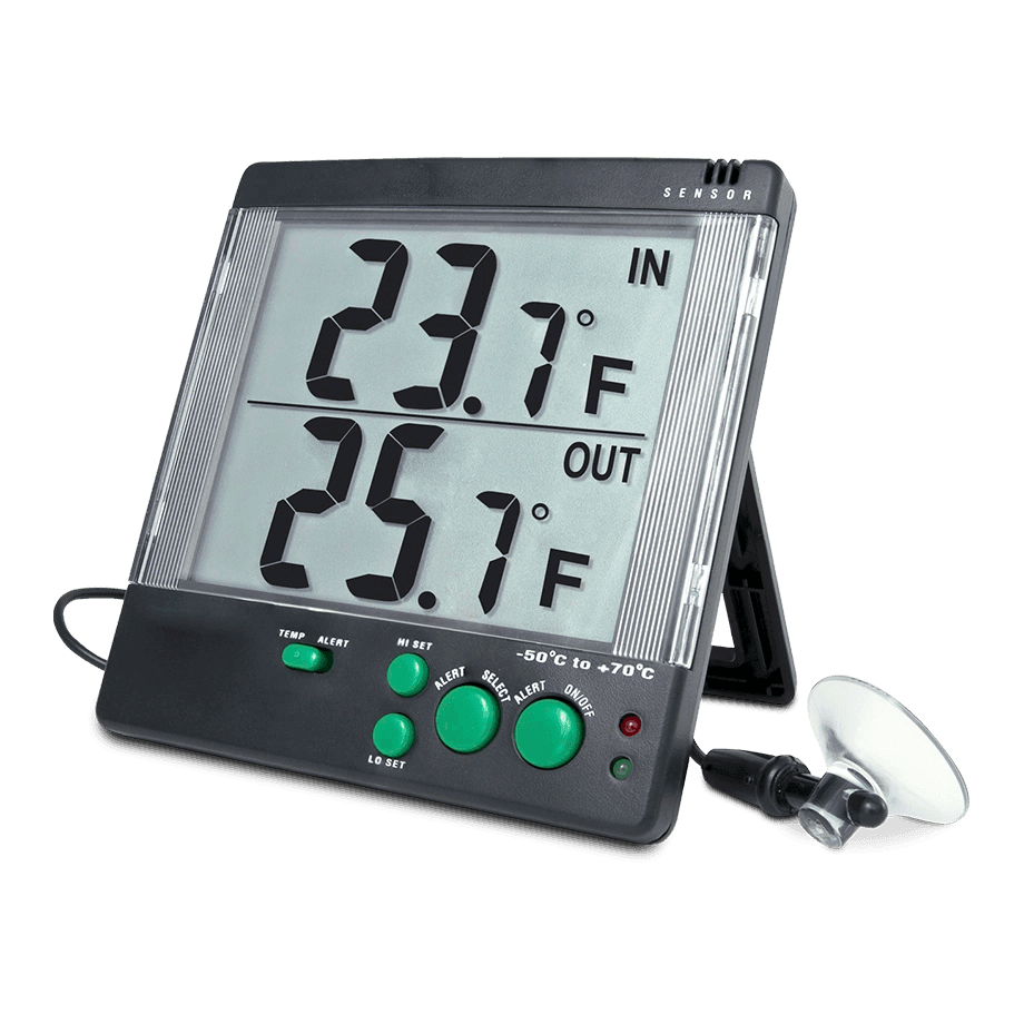 TERMÓMETRO DIGITAL PARA REFRIGERADOR Y CONGELADOR DE -50 A 70 °C CON SONDA INTERNA/EXTERNA Y CERTIFICADO TRAZABLE A NIST TRACEABLE CC4142 BIG-DIGIT 4-ALERT - Mercalab