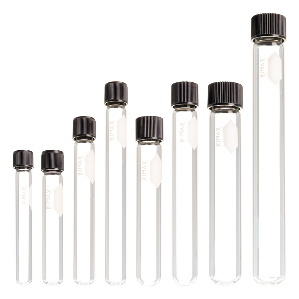 Tubo de Ensayo de Vidrio con Tapa de Rosca Fenólica - Pack 10 Piezas - Kimax 45066
