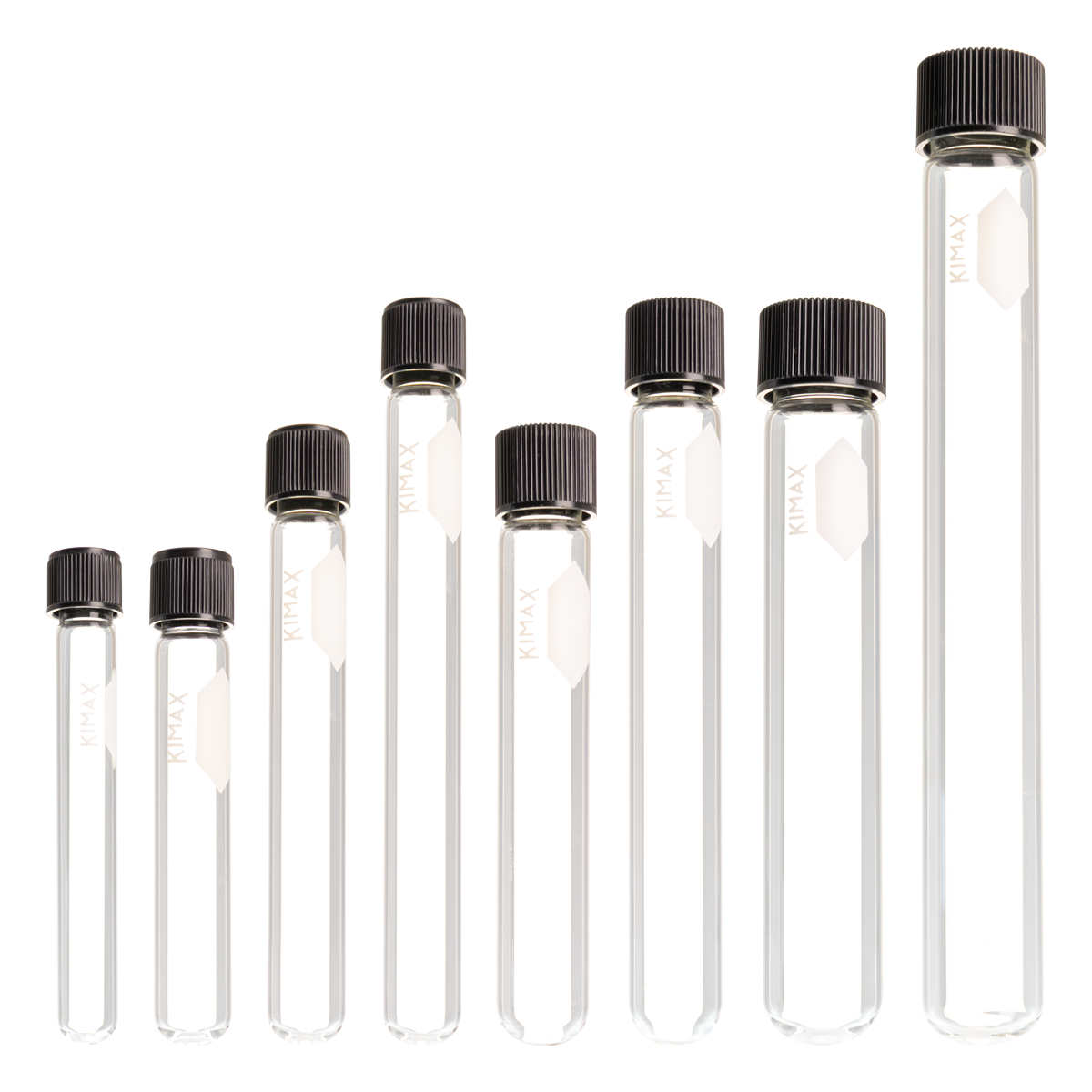 Tubo de Ensayo de Vidrio con Tapa de Rosca Fenólica - Pack 10 Piezas - Kimax 45066