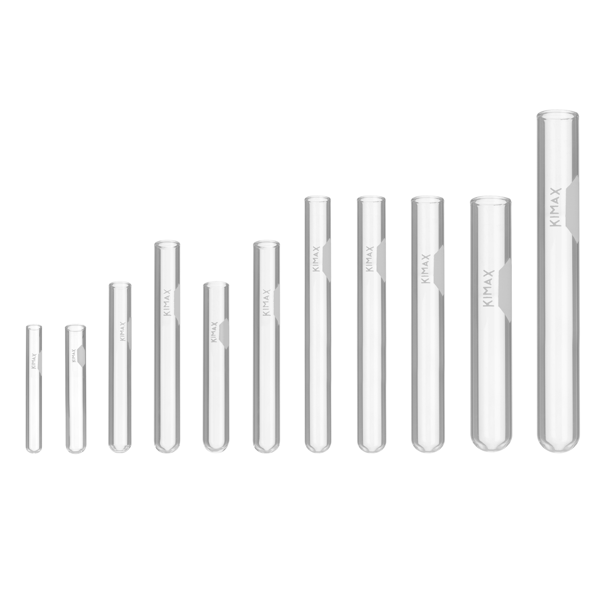 Tubo de Ensayo de Vidrio Sin Labio (con Área de Marcado) - Pack 20 Piezas - Kimax 45048