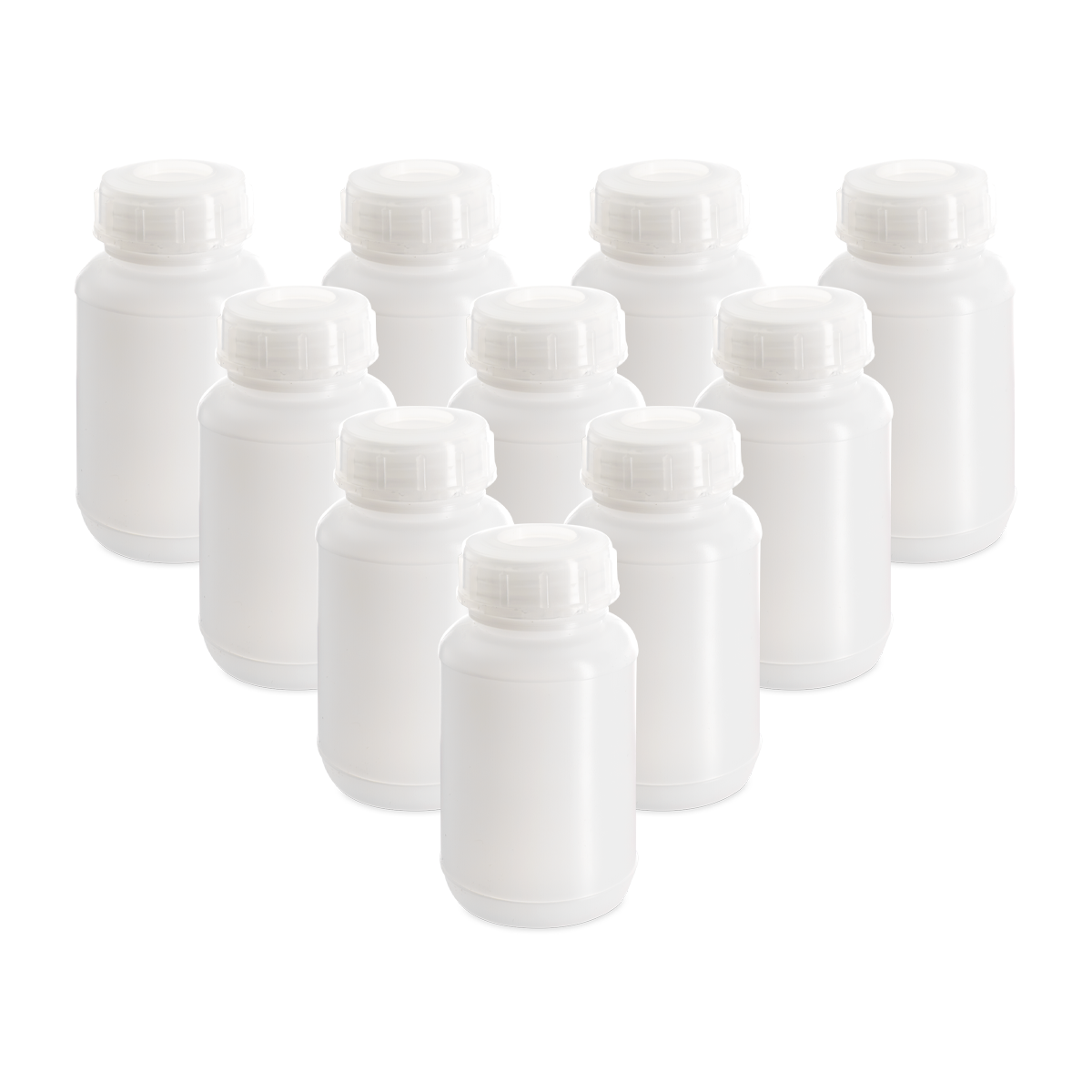 Botella de Plástico de Boca Ancha para Sólidos y Reactivos - Pack 10 Piezas - Eslab