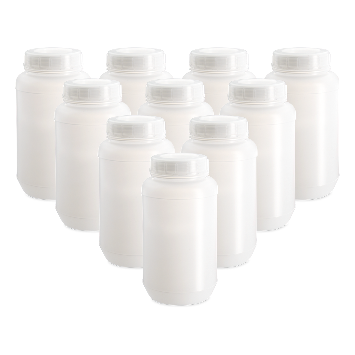 Botella de Plástico de Boca Ancha para Sólidos y Reactivos - Pack 10 Piezas - Eslab
