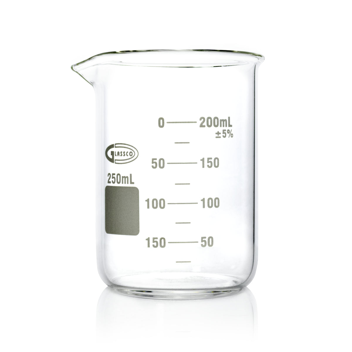 VASO DE PRECIPITADO REFORZADO FORMA BAJA GLASSCO 229.235 CON ESCALA BLANCA