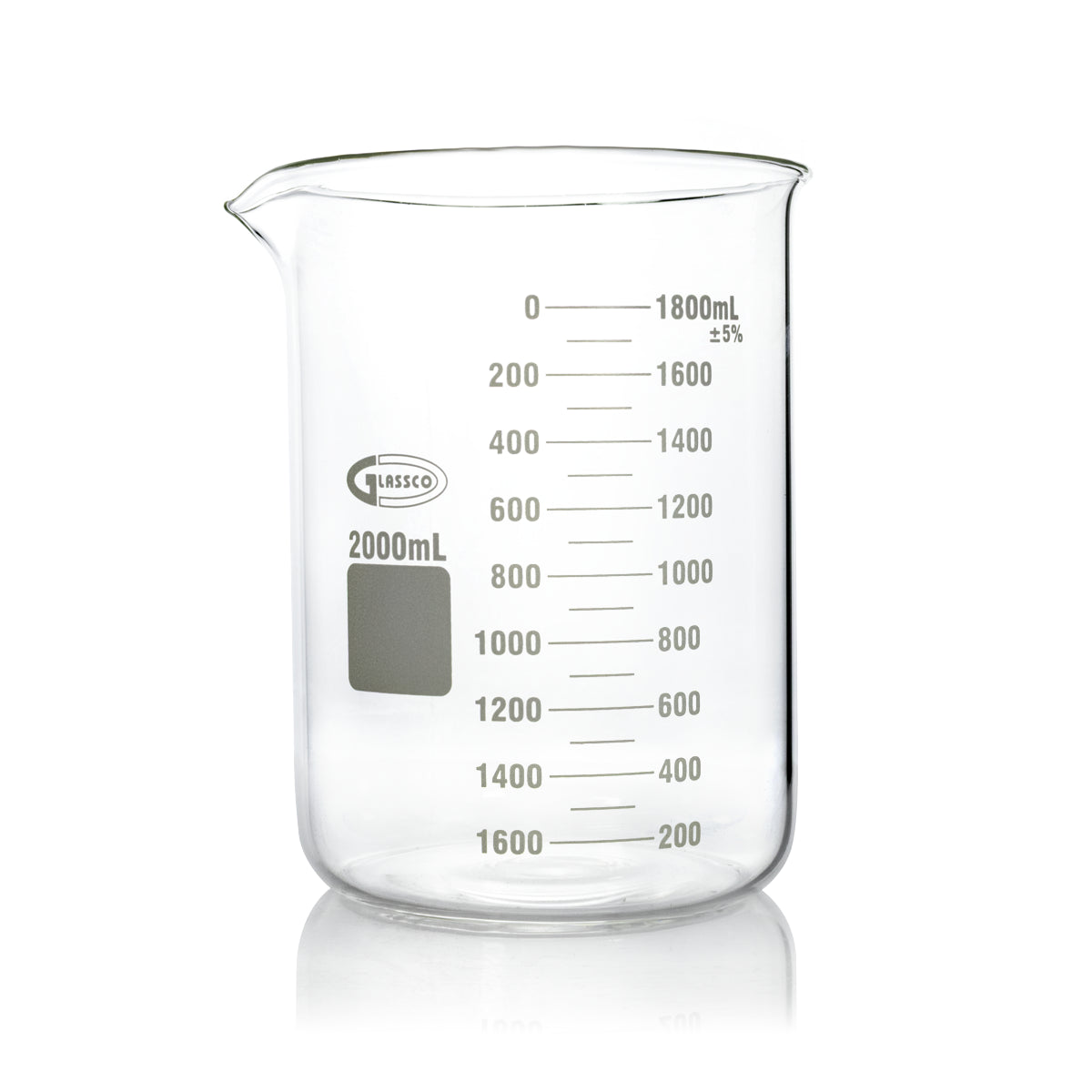 VASO DE PRECIPITADO REFORZADO FORMA BAJA GLASSCO 229.235 CON ESCALA BLANCA