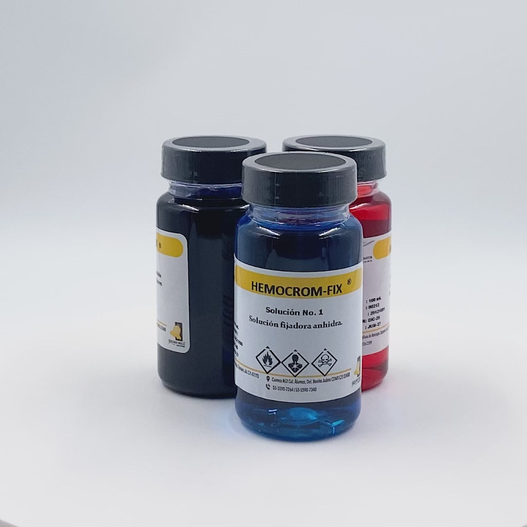 COLORANTE KIT HEMOCOLORANTE RÁPIDO HEMOCROM-FIX (DIFF QUICK) 3 REACTIVOS 100 ML GOLDEN BELL