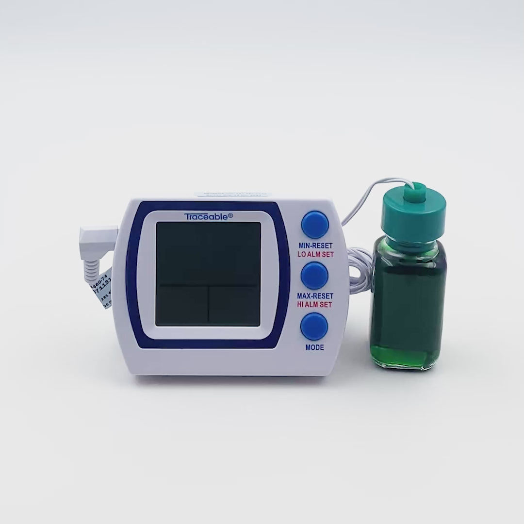 TERMÓMETRO PARA REFRIGERADOR Y CONGELADOR DE ALTA PRECISIÓN CON BOTELLA DE GLICOL PLUS CERTIFICADO TRACEABLE 4227CC